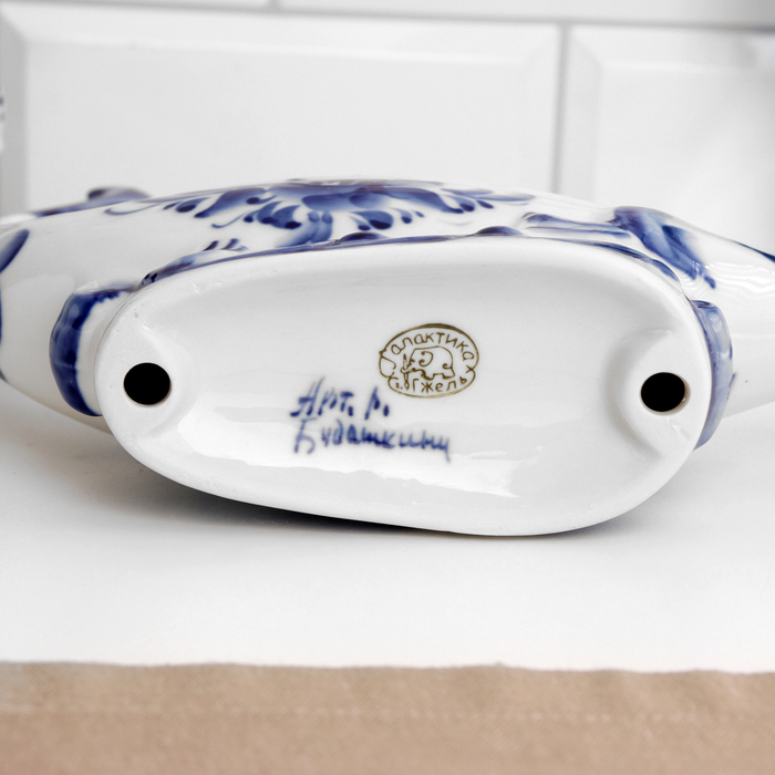Икорница &laquo;Севрюжка&raquo;, 90 мл, 22х16 см, гжель