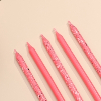 Свечи для торта "Блестящая вечеринка", 10 шт, розовые Свечи для торта "Блестящая вечеринка", 10 шт, розовые