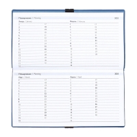 Еженедельник датир 2025г 175х95мм мягк обл иск кож 64л ESCALADA, бл тис, бл 70 г/м&sup2;,синий