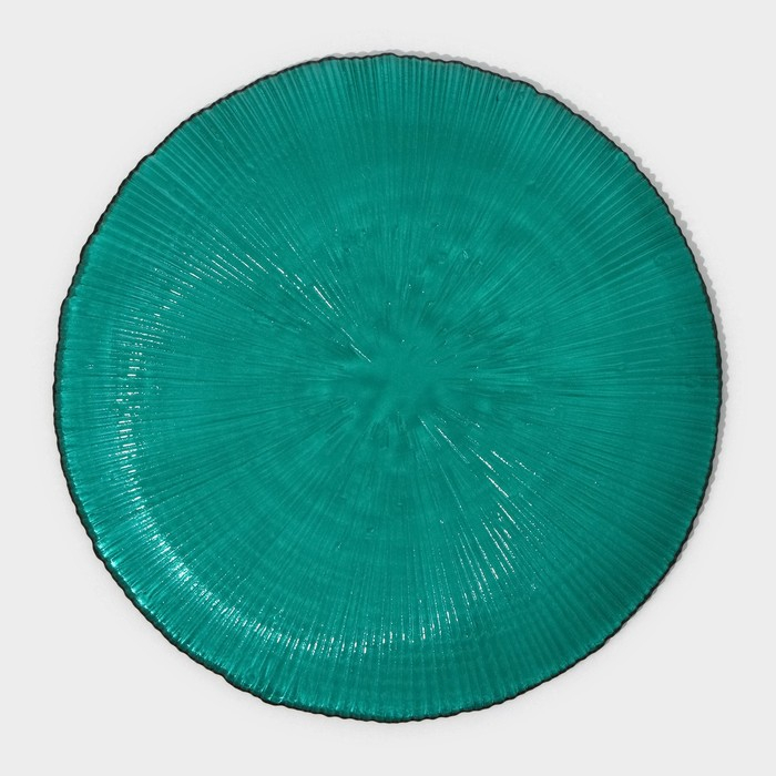 Тарелка стеклянная &laquo;Фейерверк&raquo;, d=20,5 см, цвет изумрудный