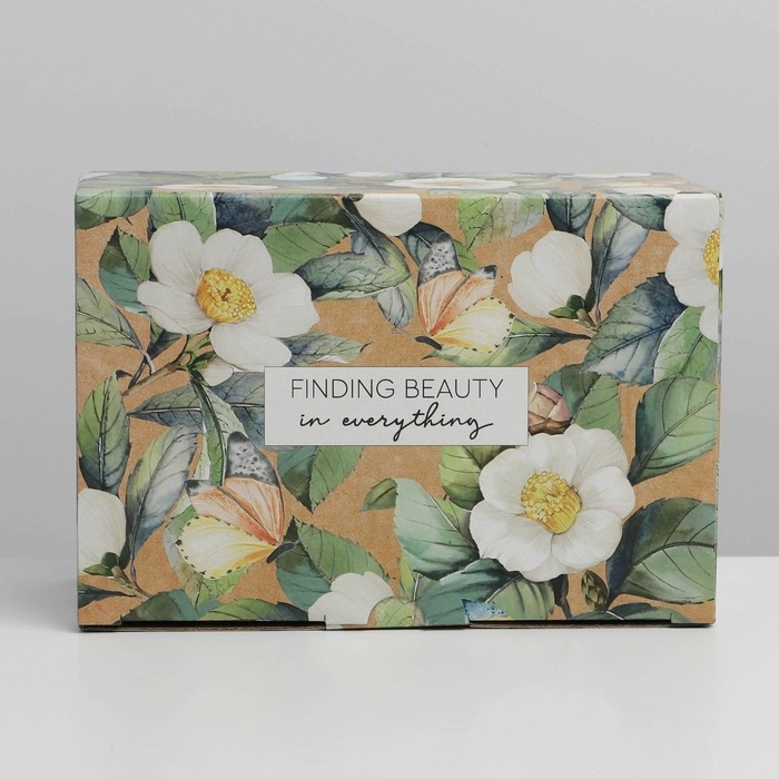 Коробка‒пенал, упаковка подарочная, &laquo;Цветы&raquo;, 22 х 15 х 10 см