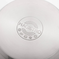 Кастрюля из нержавеющей стали Magistro Klimena, 4,6 л, крышка-дуршлаг, носик для слива, капсульное дно, индукция Кастрюля из нержавеющей стали Magistro Klimena, 4,6 л, крышка-дуршлаг, носик для слива, капсульное дно, индукция