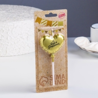 Свеча в торт "Воздушный шарик. Сердечко", 5,5 см. золотая Свеча в торт "Воздушный шарик. Сердечко", 5,5 см. золотая