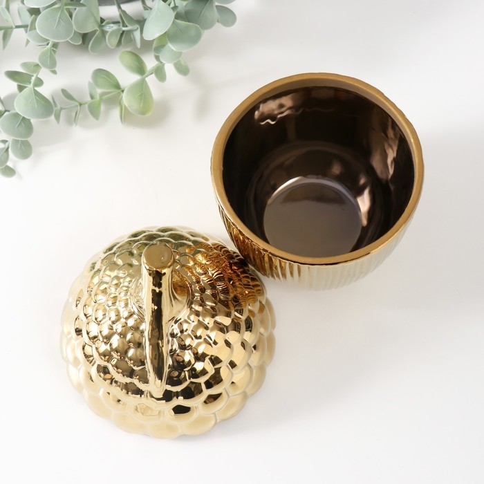 Шкатулка керамика Шкатулка керамика "Жёлудь" золото 12х12х18 см