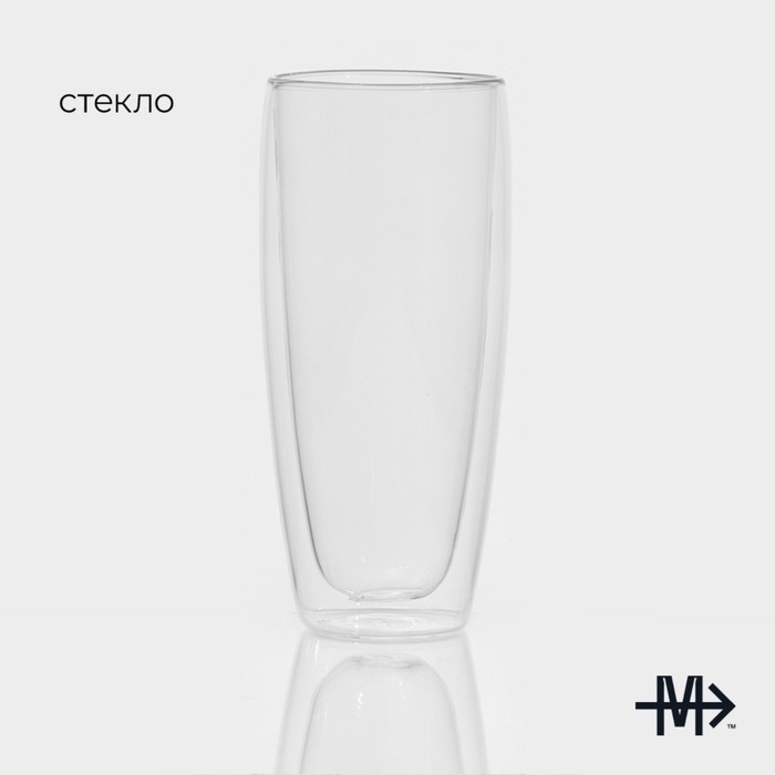 Стакан стеклянный с двойными стенками Magistro «Поль», 600 мл, 8,5×20 см Стакан стеклянный с двойными стенками Magistro «Поль», 600 мл, 8,5×20 см