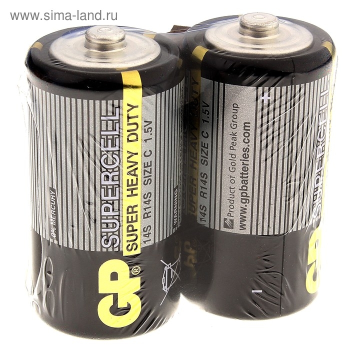 Батарейка солевая GP Supercell Super Heavy Duty, C, 14S / R14, 1.5В, спайка, 2 шт. Батарейка солевая GP Supercell Super Heavy Duty, C, 14S / R14, 1.5В, спайка, 2 шт.