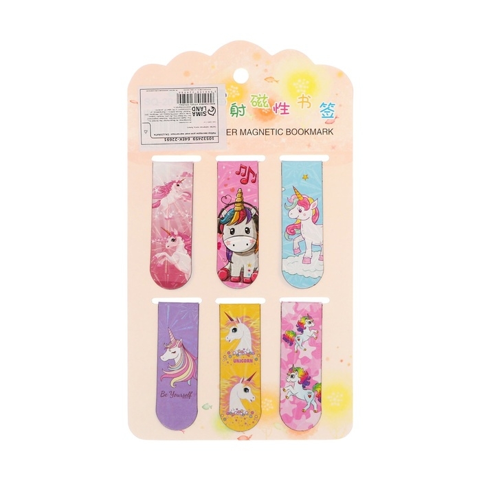 Набор закладок магнитных для книг 6 штук Пони 60*19мм МИКС CALLIGRATA Набор закладок магнитных для книг 6 штук Пони 60*19мм МИКС CALLIGRATA