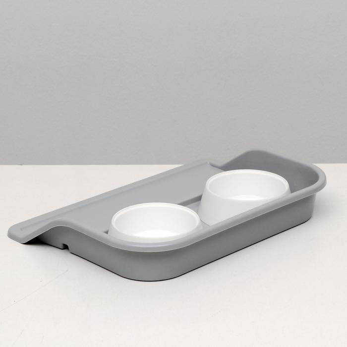 Миски с лотком Миски с лотком "Феликс" 0,3 л, 41 x 30 x 6 см, серый лоток, белые миски
