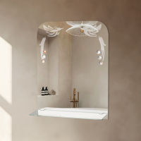 Зеркало &laquo;Райские птицы&raquo;, с пескоструйной графикой и фьюзингом, настенное, с полочкой, 35&times;45