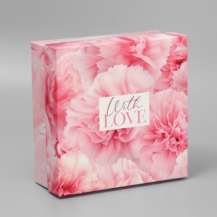 Коробка подарочная складная, упаковка, With love, 17 х 17 х 7 см