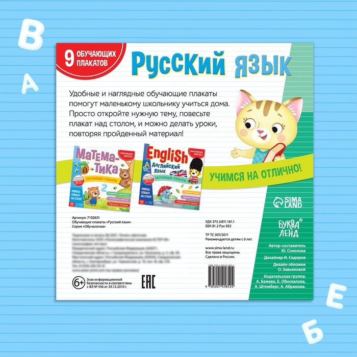 Обучающие плакаты &laquo;Русский язык&raquo;, 20 стр.