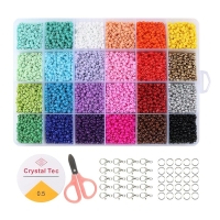 Набор для создания украшений, 24 цвета, размер 1 штуки: 3 мм., леска, ножницы, фурнитура Набор для создания украшений, 24 цвета, размер 1 штуки: 3 мм., леска, ножницы, фурнитура