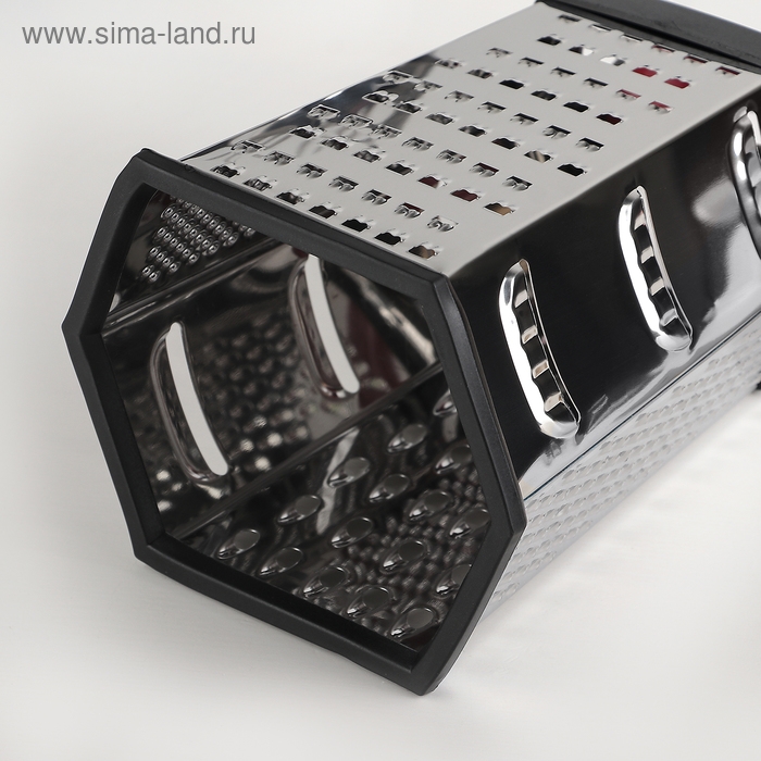 Тёрка шестигранная Доляна &laquo;Нео&raquo;, 14&times;12&times;22 см, прорезиненное дно, цвет чёрный, красный