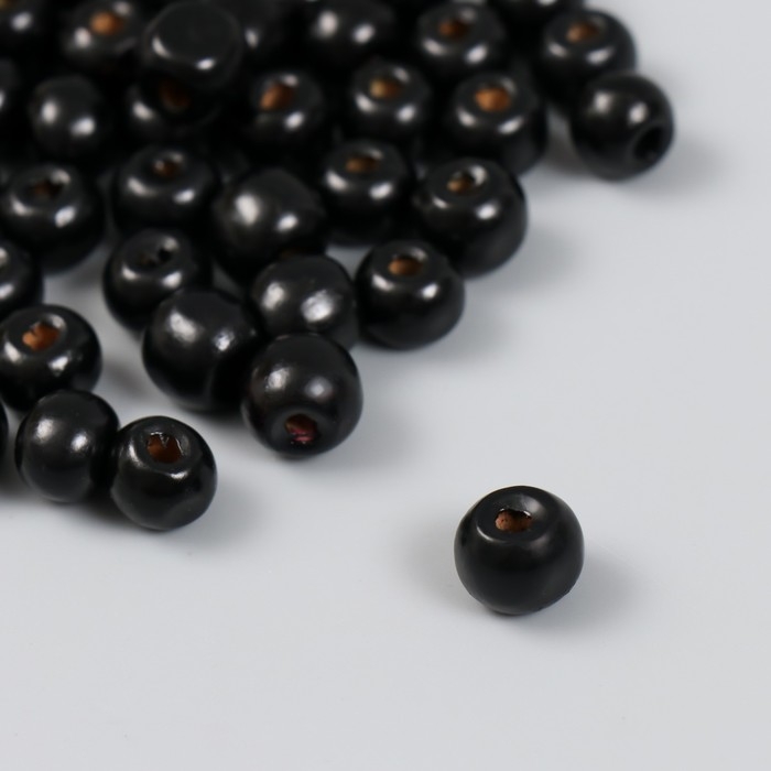 Бусины деревянные Бусины деревянные "Астра" круглые, 10 мм, 50 гр, чёрный