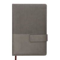 Ежедневник недатированный, А5, 140л, клетка, обл.кожзам, с хлястиком, Полоски серый Ежедневник недатированный, А5, 140л, клетка, обл.кожзам, с хлястиком, Полоски серый