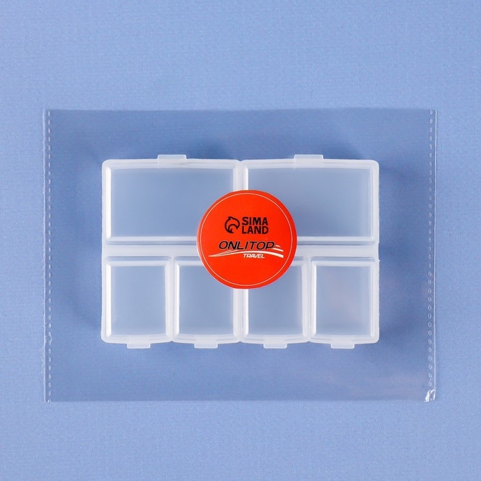 Таблетница, 9,5 × 7 × 2 см, 6 секций, цвет МИКС Таблетница, 9,5 × 7 × 2 см, 6 секций, цвет МИКС