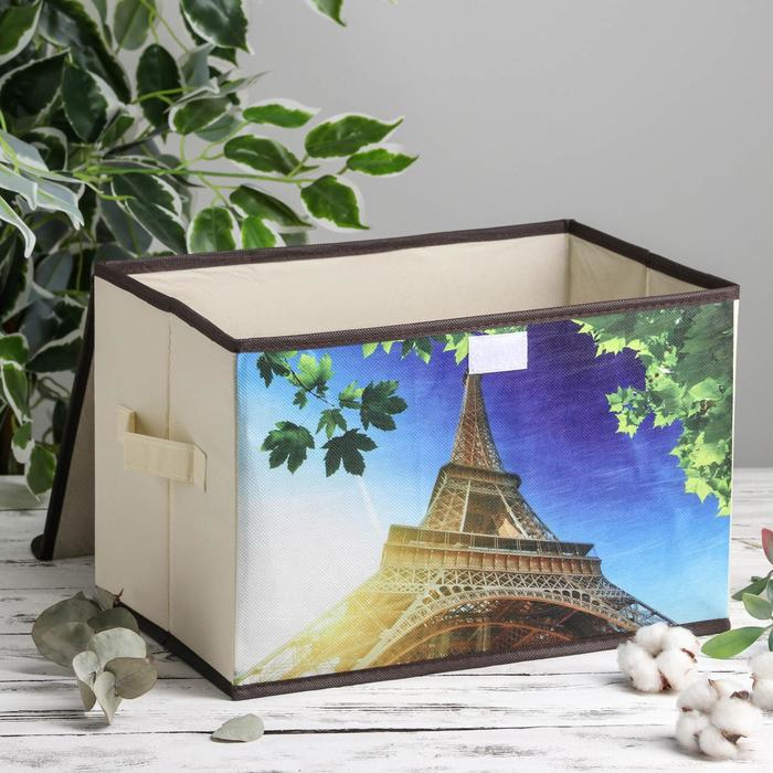 Короб стеллажный для хранения с крышкой &laquo;Эйфелева башня&raquo;, 38&times;25&times;24 см
