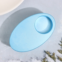 Подсвечник "Узкий овал. Мрамор" из гипса,11,5х7х4см,голубой