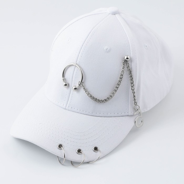 Кепка женская с кольцами, цвет белый, р-р 56 Кепка женская с кольцами, цвет белый, р-р 56