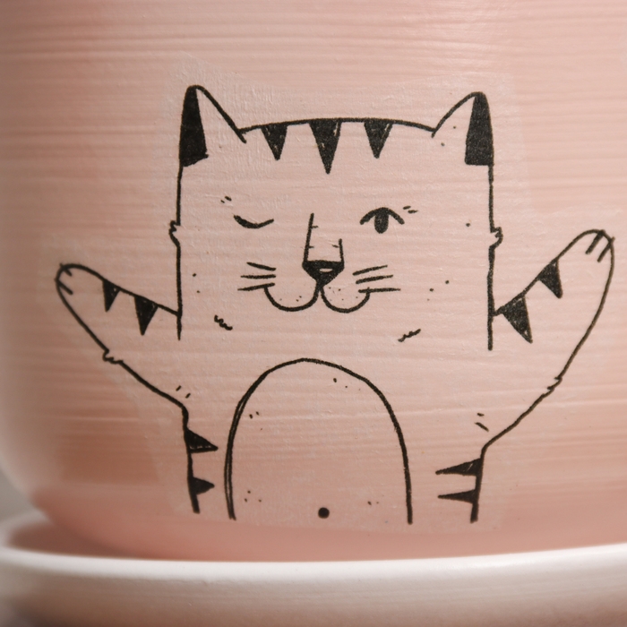 Горшок цветочный "Мяун"  1,6 л, розовый