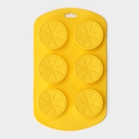 Форма для выпечки Доляна &laquo;Цитрус&raquo;, силикон, 19&times;11&times;1,5 см, 6 ячеек (d=4 см), цвет жёлтый