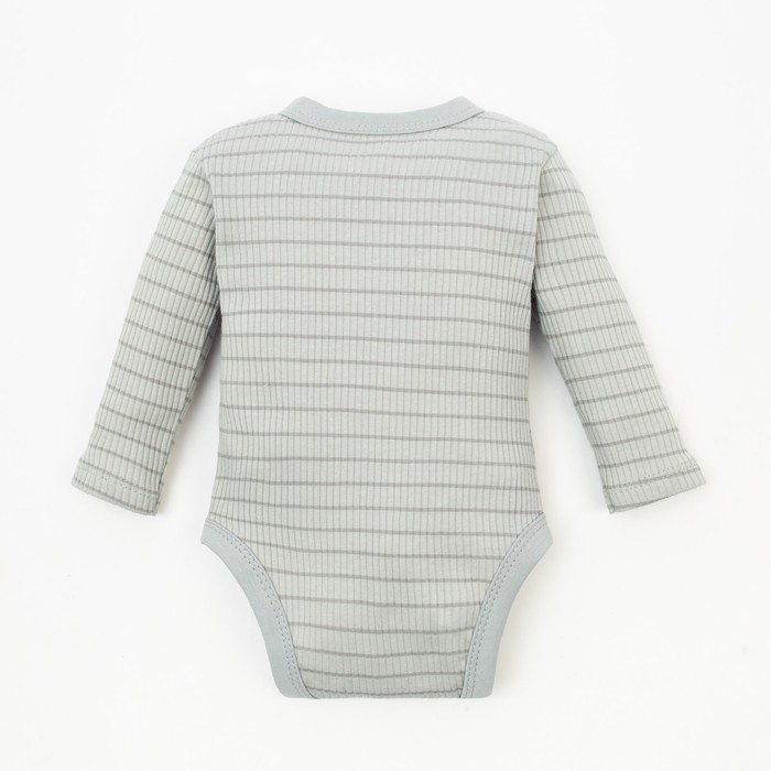 Боди с длинным рукавом Крошка Я, BASIC LINE, рост 62-68 см, полоска серая