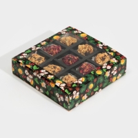 Коробка под 9 конфет с ячейками &laquo;Вкусный новый год&raquo; 14,5 х 14,5 х 3,5 см, Новый год