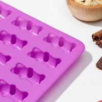 Форма для мармелада Доляна «Медвежата», силикон, 18×2 см, 15 ячеек (4,5×2,5×2 см), цвет МИКС Форма для мармелада Доляна «Медвежата», силикон, 18×2 см, 15 ячеек (4,5×2,5×2 см), цвет МИКС