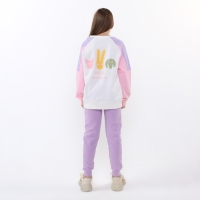 Свитшот для девочки, цвет сиренево-розовый, рост 122-128 см