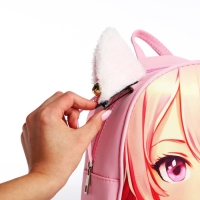 Рюкзак школьный текстильный с ушками на заколках &laquo;Аниме&raquo;, 27х23 см, розовый цвет