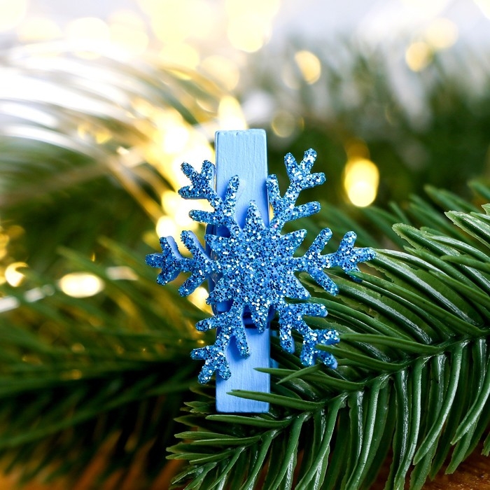 Прищепки для декора «Снежинки» голубые, 6 шт. Прищепки для декора «Снежинки» голубые, 6 шт.