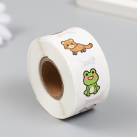 Наклейка бумага "Лесные звери" d=2,5 см 500 шт в рулоне 3х6,5х6,5 см Наклейка бумага "Лесные звери" d=2,5 см 500 шт в рулоне 3х6,5х6,5 см