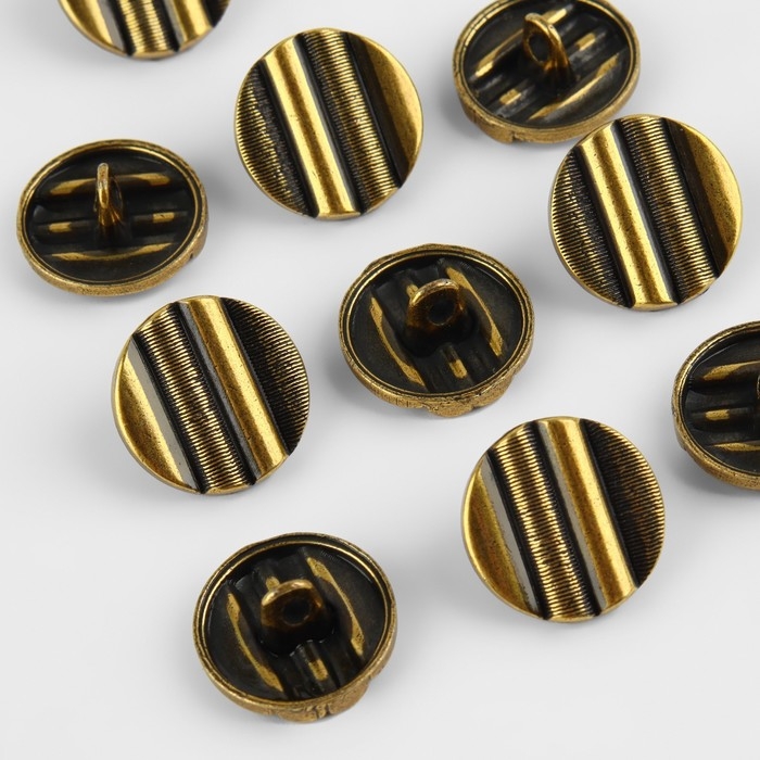 Набор металлических пуговиц на ножке, d = 15 мм, 10 шт, цвет бронзовый Набор металлических пуговиц на ножке, d = 15 мм, 10 шт, цвет бронзовый