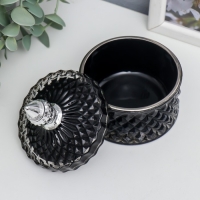 Шкатулка стекло "Ромбы и купол" чёрный с серебром 11х8,5х8,5 см Шкатулка стекло "Ромбы и купол" чёрный с серебром 11х8,5х8,5 см