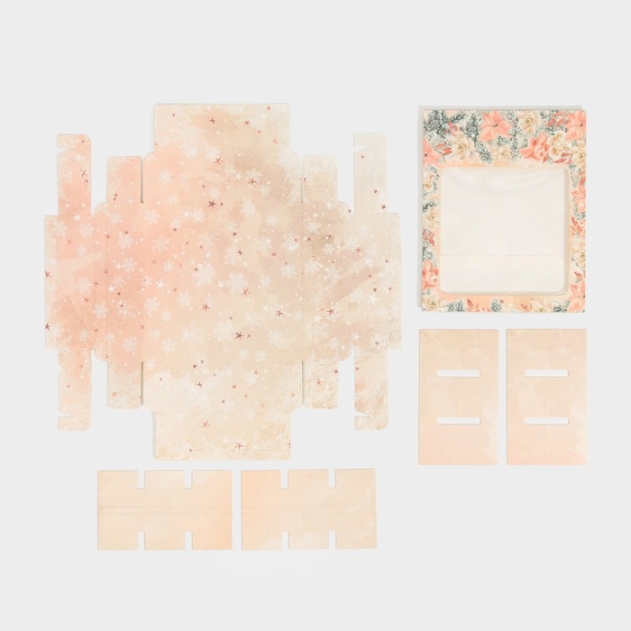 Коробка под 9 конфет с ячейками &laquo;Стильный розовый&raquo; 14,5 х 14,5 х 3,5 см, Новый год