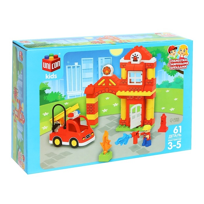 Конструктор &laquo;Пожарная станция&raquo;, 61 деталь