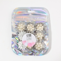 Набор кабошонов с жемчугом «Цветы», d = 25 мм, 10 шт, цвет серебряный Набор кабошонов с жемчугом «Цветы», d = 25 мм, 10 шт, цвет серебряный