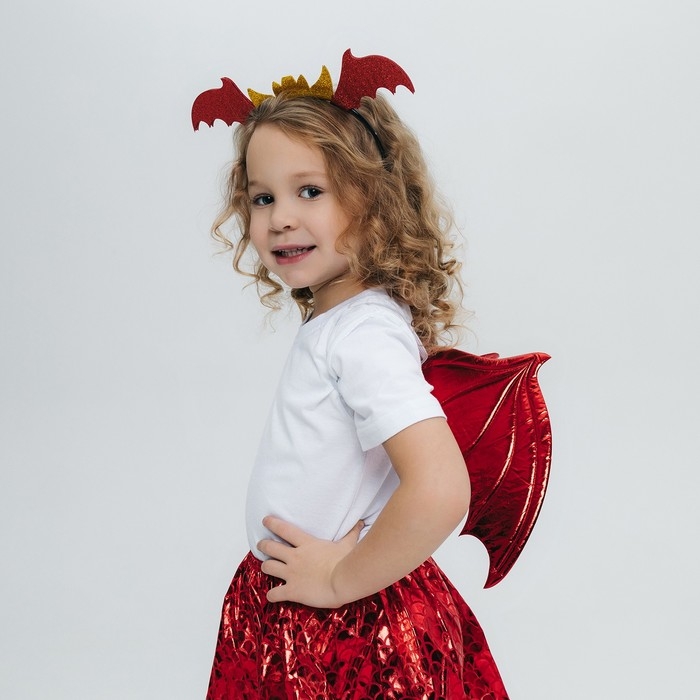 Карнавальный набор &laquo;Зимний дракошка&raquo;, цвет красный: крылья, юбка и ободок
