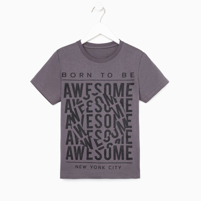 Футболка для мальчика, цвет серый, рост 122 см