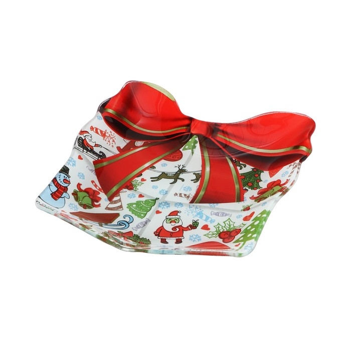 Блюдо стеклянное сервировочное Доляна «Подарок. С Новым Годом», 15,5×17,3 см Блюдо стеклянное сервировочное Доляна «Подарок. С Новым Годом», 15,5×17,3 см