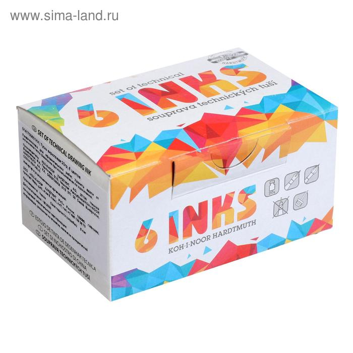 Набор цветной туши Koh-I-Noor, 6 цветов в тубах по 20 мл, картонная упаковка Набор цветной туши Koh-I-Noor, 6 цветов в тубах по 20 мл, картонная упаковка