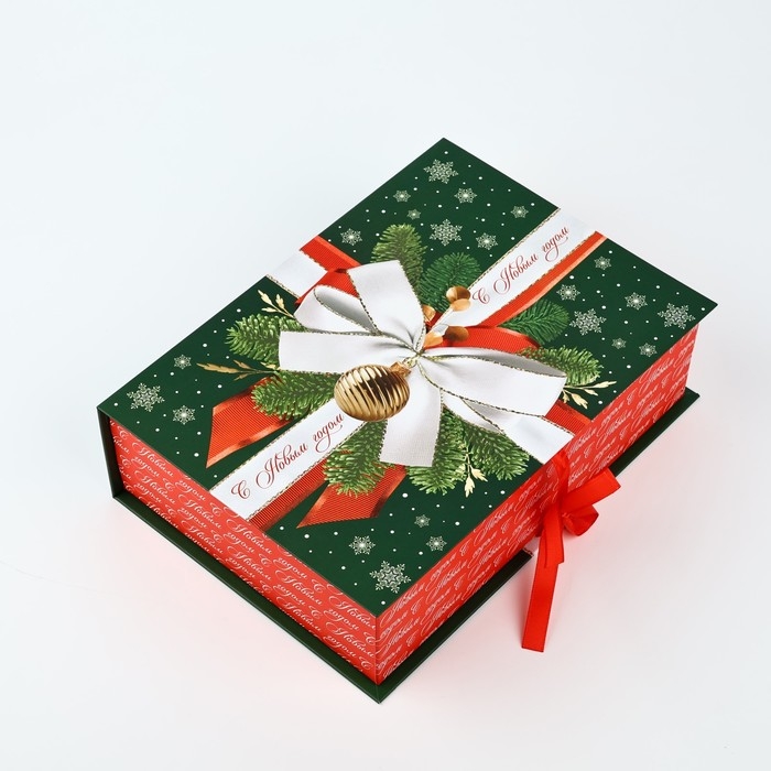 Коробка‒книга &laquo;С Новым годом&raquo;, бант, 27 х 19.5 х 8 см, Новый год