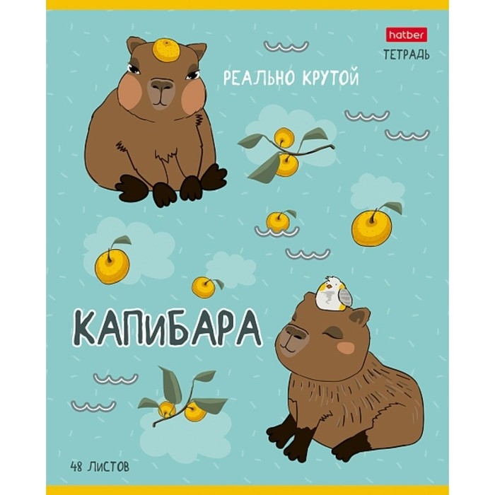Тетрадь 48 листов в клетку Тетрадь 48 листов в клетку "Реально крутой Капибара", обложка мелованный картон, блок 65 г/м2, 5В МИКС
