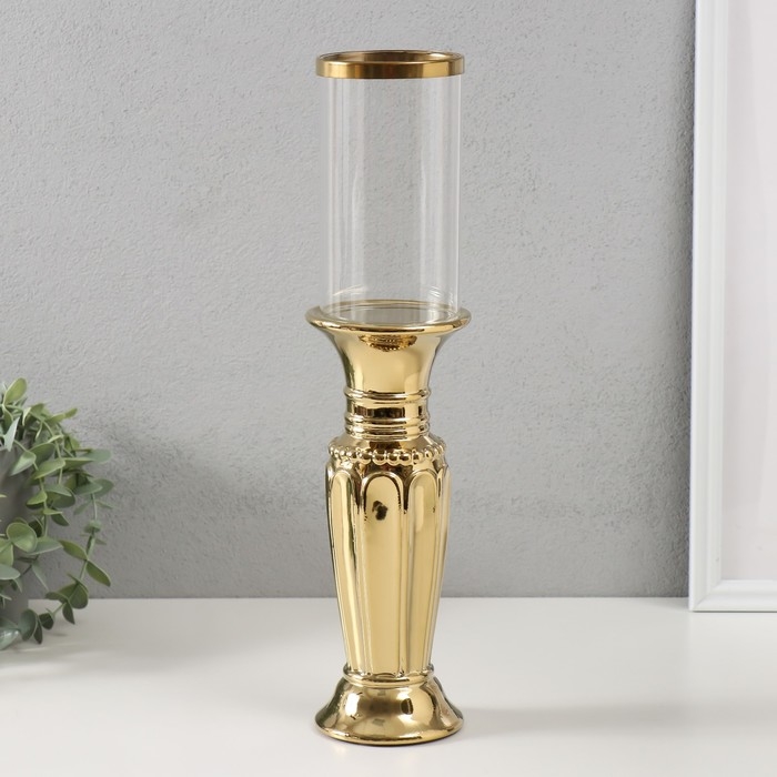 Подсвечник керамика, стекло на 1 свечу Подсвечник керамика, стекло на 1 свечу "Арте" d=7,5 см золото 9х9х37,5 см