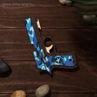 Сувенир деревянный «Резинкострел, синий камуфляж» + 4 резинки Сувенир деревянный «Резинкострел, синий камуфляж» + 4 резинки