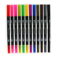 Набор профессиональных маркеров, 12 штук/12 цветов, двусторонний Набор профессиональных маркеров, 12 штук/12 цветов, двусторонний