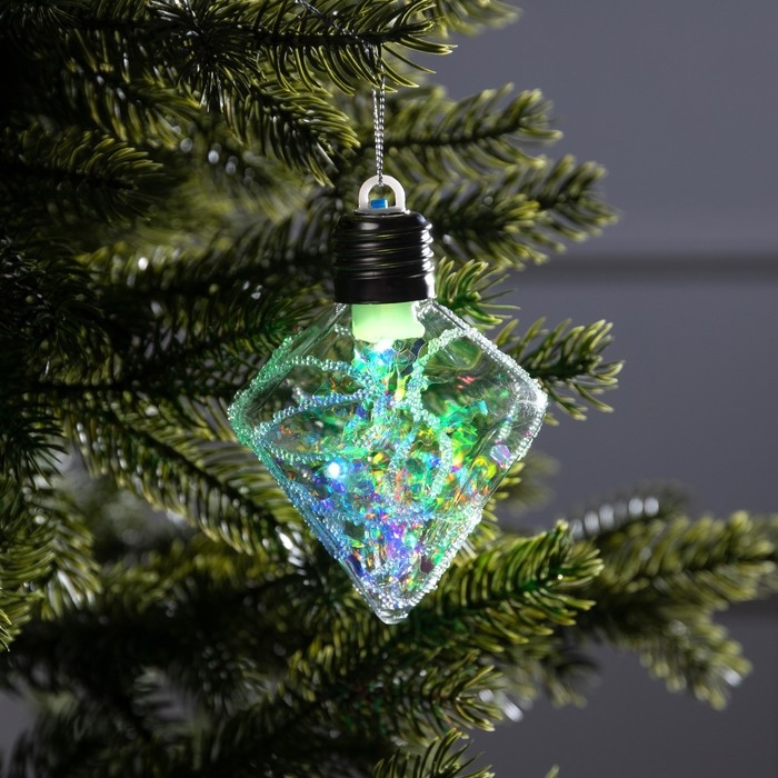Ёлочный шар &laquo;Морозный кристалл&raquo;, батарейки, 1 LED, свечение тёплое белое