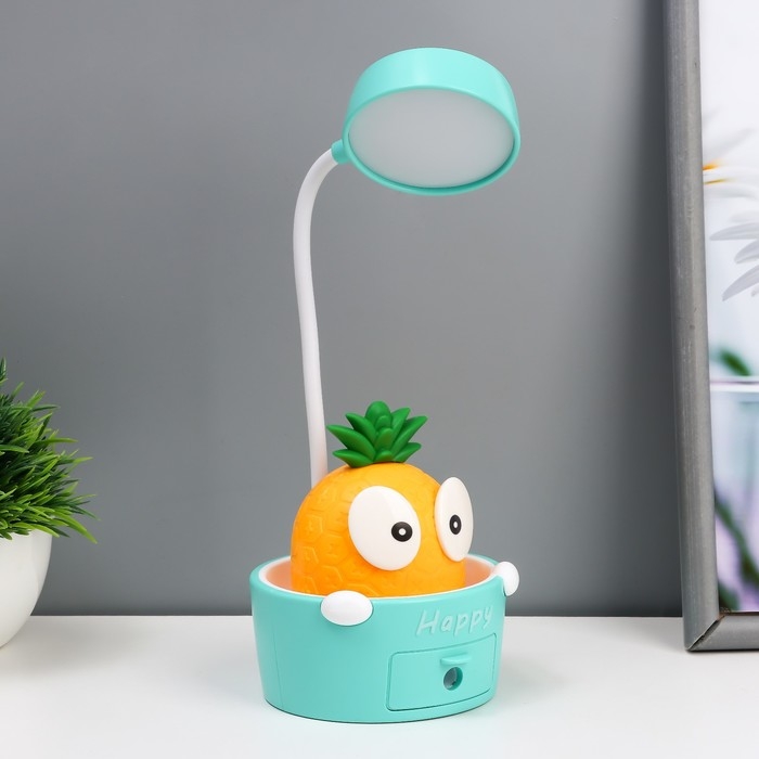 Светильник сенсорный с точилкой Светильник сенсорный с точилкой "Ананасик" LED, от USB/АКБ 6 Вт желтый-зеленый 8х6х25 см RISALUX 10