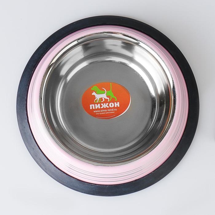 Миска с нескользящим основанием цветная с полосками, 230 мл, розовая Миска с нескользящим основанием цветная с полосками, 230 мл, розовая