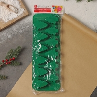 Форма для выпечки новогодняя Доляна &laquo;Ёлочка&raquo;, силикон, 32,5&times;11,5 см, 12 ячеек, цвет зелёный